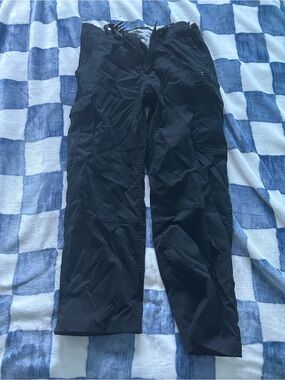 Men's Black Cargo Pants with Utility Pockets and Adjustable Waist